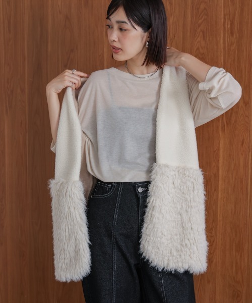 Bou Jeloud（ブージュルード）の「ボア×ファーニットベスト（ベスト・レディース・グレー/ベージュ・FREE）」の18枚目の写真