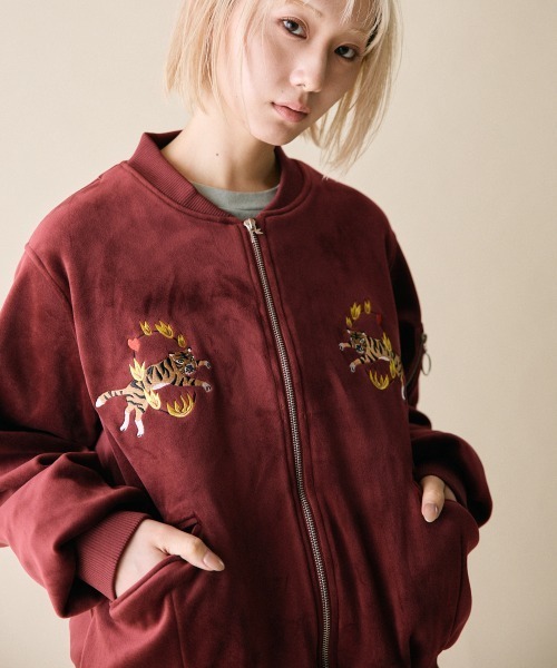 rehacer（レアセル）の「rehacer : Little Tiger SKA-1 / リトルタイガー SKA-1（MA-1・レディース・カーキ/ワイン・SMALL/MEDIUM）」の8枚目の写真