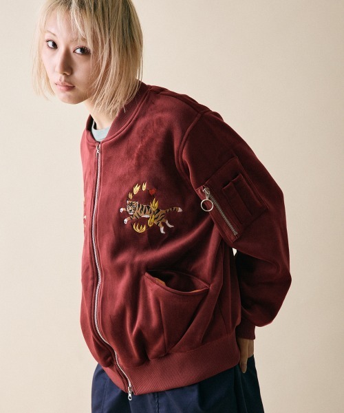 rehacer（レアセル）の「rehacer : Little Tiger SKA-1 / リトルタイガー SKA-1（MA-1・レディース・カーキ/ワイン・SMALL/MEDIUM）」の10枚目の写真