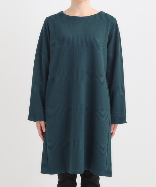 SHOO・LA・RUE(シューラルー)の「身体のラインをきれいにカバー Aラインチュニックワンピース(チュニック・レディース・ネイビー/モスグリーン/スミクロ・01/04/03/02)」の5枚目の写真