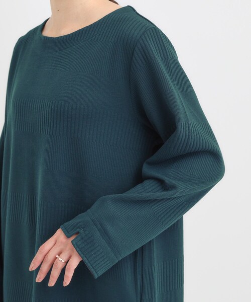 SHOO・LA・RUE(シューラルー)の「身体のラインをきれいにカバー Aラインチュニックワンピース(チュニック・レディース・ネイビー/モスグリーン/スミクロ・01/04/03/02)」の10枚目の写真