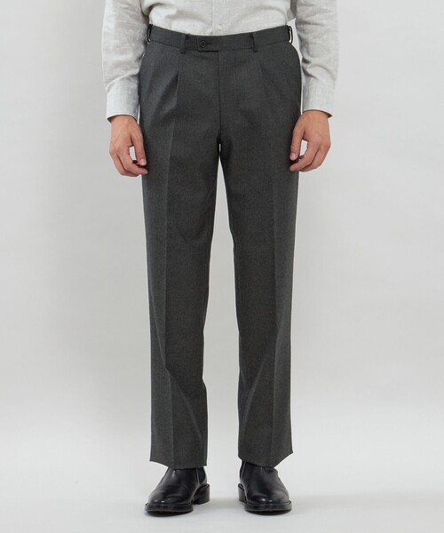 セール】【Adjustable Fit】メランジフランネル 1プリーツスラックス