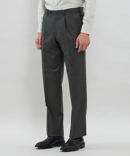 セール】【Adjustable Fit】メランジフランネル 1プリーツスラックス