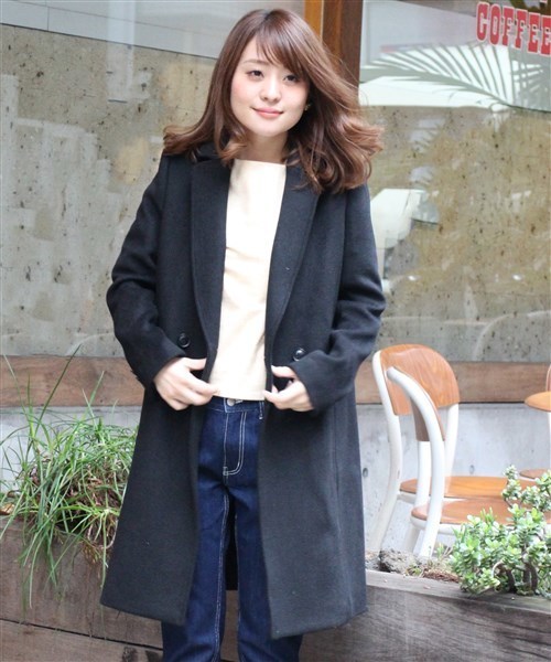 LIMITLESS LUXURY(リミットレスラグジュアリー)の「BASIC チェスターコート◆(チェスターコート・レディース・ブラック/グレー/ネイビー・36/38)」の2枚目の写真