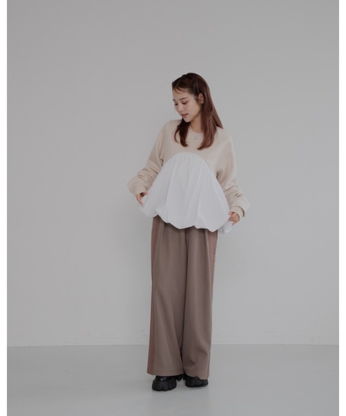 JUMELLE（ジュメロ）の「【総ゴム/ワイドルーズ】ラインヘムスラックス（スラックス・レディース・ブラウン/グレー・SMALL/MEDIUM）」の6枚目の写真