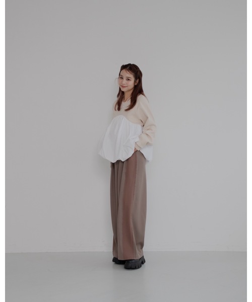 JUMELLE（ジュメロ）の「【総ゴム/ワイドルーズ】ラインヘムスラックス（スラックス・レディース・ブラウン/グレー・SMALL/MEDIUM）」の7枚目の写真