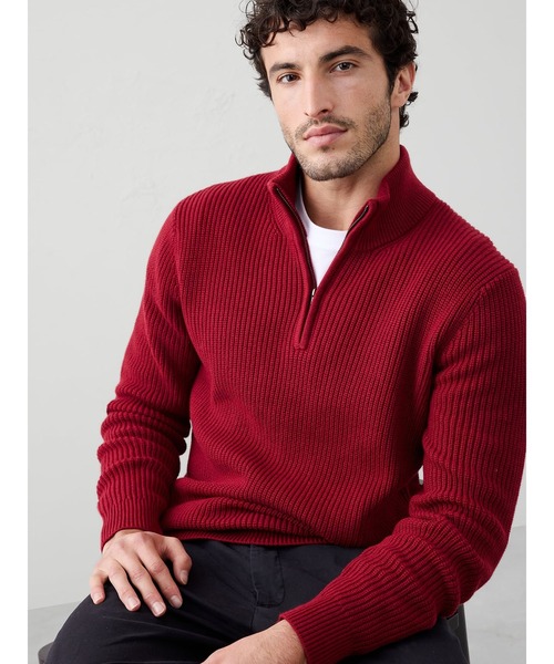 【大きいサイズ】【メンズ】[L･XL]BANANA REPUBLIC(バナナ リパブリック)フルジップ長袖セーター【USA直輸入】210488 セール】BANANA REPUBLIC FACTORY STORE フィッシャマン ハーフジップ