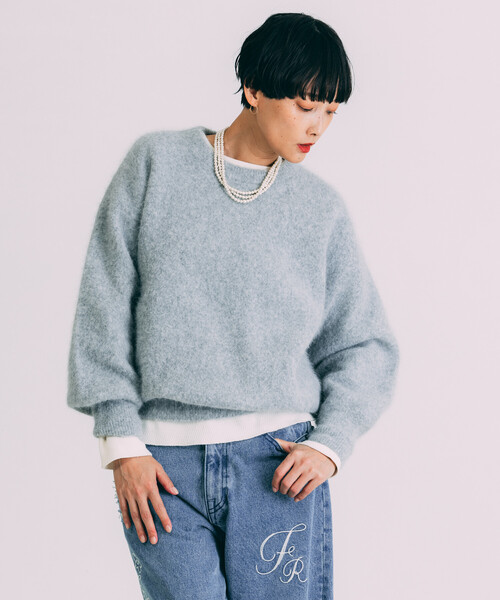 Freada(フリーダ)の「Freada/フリーダ フラッフィーニット プルオーバー(ニット/セーター・レディース・レッド/ライトグレー/ブラウン・ONE SIZE)」の1枚目の写真