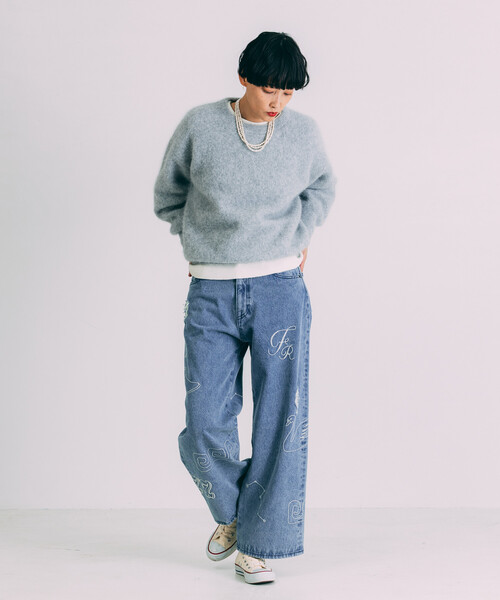 Freada(フリーダ)の「Freada/フリーダ フラッフィーニット プルオーバー(ニット/セーター・レディース・レッド/ライトグレー/ブラウン・ONE SIZE)」の4枚目の写真