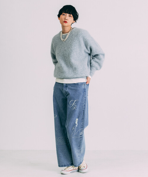 Freada(フリーダ)の「Freada/フリーダ フラッフィーニット プルオーバー(ニット/セーター・レディース・レッド/ライトグレー/ブラウン・ONE SIZE)」の5枚目の写真