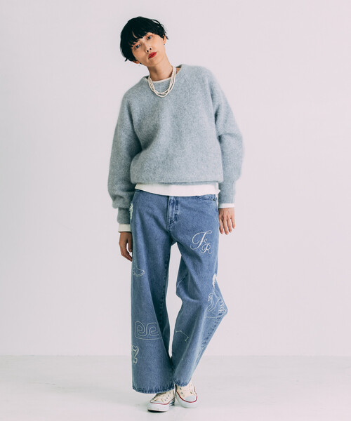 Freada(フリーダ)の「Freada/フリーダ フラッフィーニット プルオーバー(ニット/セーター・レディース・レッド/ライトグレー/ブラウン・ONE SIZE)」の7枚目の写真