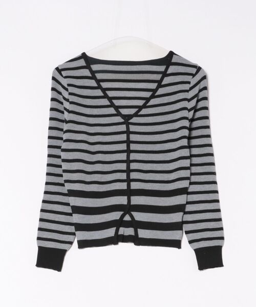 STYLEBLOCK（スタイルブロック）の「ボーダー柄Vネックニット（ニット/セーター・レディース・ベージュ/ホワイト/レッド/ブラウン/グレー・FREE）」の8枚目の写真