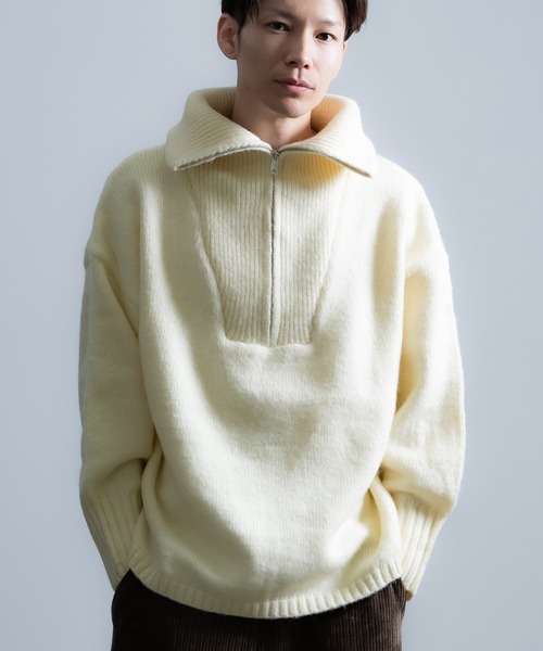 improves（インプローブス）の「モヘアタッチ ハーフジップ ニット（ニット/セーター・メンズ・ブルー/グレイッシュベージュ/ホワイト/カーキ/モカ/ブラック・LARGE/MEDIUM）」の2枚目の写真