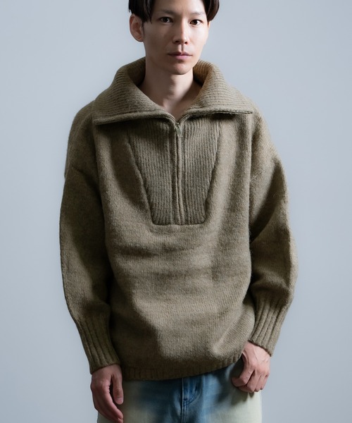 improves（インプローブス）の「モヘアタッチ ハーフジップ ニット（ニット/セーター・メンズ・ブルー/グレイッシュベージュ/ホワイト/カーキ/モカ/ブラック・LARGE/MEDIUM）」の5枚目の写真