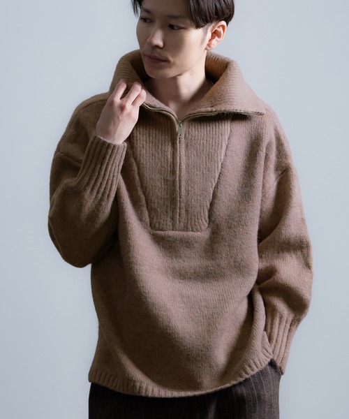 improves（インプローブス）の「モヘアタッチ ハーフジップ ニット（ニット/セーター・メンズ・ブルー/グレイッシュベージュ/ホワイト/カーキ/モカ/ブラック・LARGE/MEDIUM）」の4枚目の写真