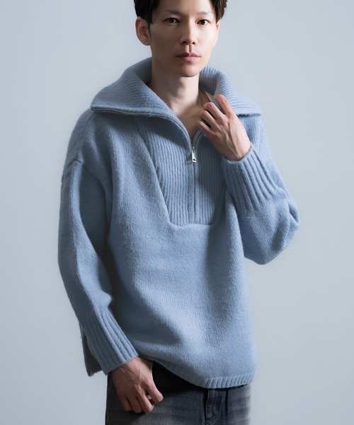 improves（インプローブス）の「モヘアタッチ ハーフジップ ニット（ニット/セーター・メンズ・ブルー/グレイッシュベージュ/ホワイト/カーキ/モカ/ブラック・LARGE/MEDIUM）」の6枚目の写真