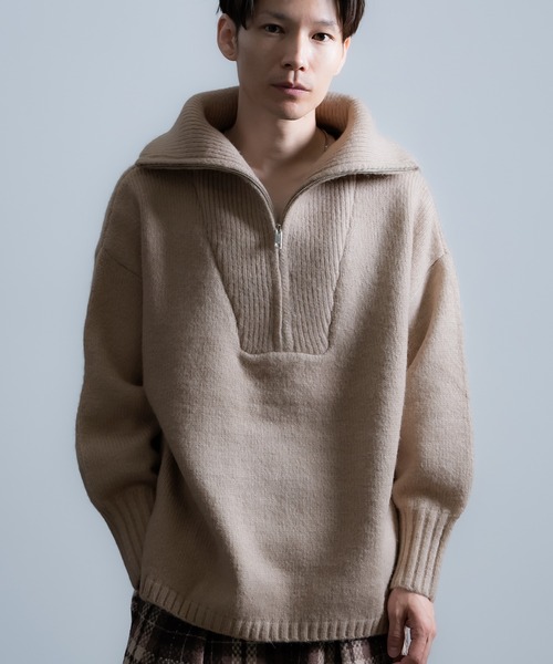 improves（インプローブス）の「モヘアタッチ ハーフジップ ニット（ニット/セーター・メンズ・ブルー/グレイッシュベージュ/ホワイト/カーキ/モカ/ブラック・LARGE/MEDIUM）」の3枚目の写真
