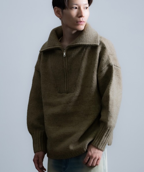 improves（インプローブス）の「モヘアタッチ ハーフジップ ニット（ニット/セーター・メンズ・ブルー/グレイッシュベージュ/ホワイト/カーキ/モカ/ブラック・LARGE/MEDIUM）」の18枚目の写真