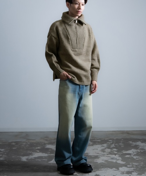 improves（インプローブス）の「モヘアタッチ ハーフジップ ニット（ニット/セーター・メンズ・ブルー/グレイッシュベージュ/ホワイト/カーキ/モカ/ブラック・LARGE/MEDIUM）」の7枚目の写真