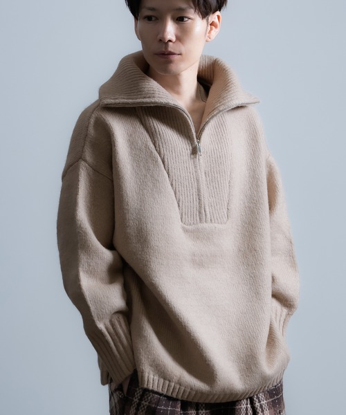 improves（インプローブス）の「モヘアタッチ ハーフジップ ニット（ニット/セーター・メンズ・ブルー/グレイッシュベージュ/ホワイト/カーキ/モカ/ブラック・LARGE/MEDIUM）」の19枚目の写真