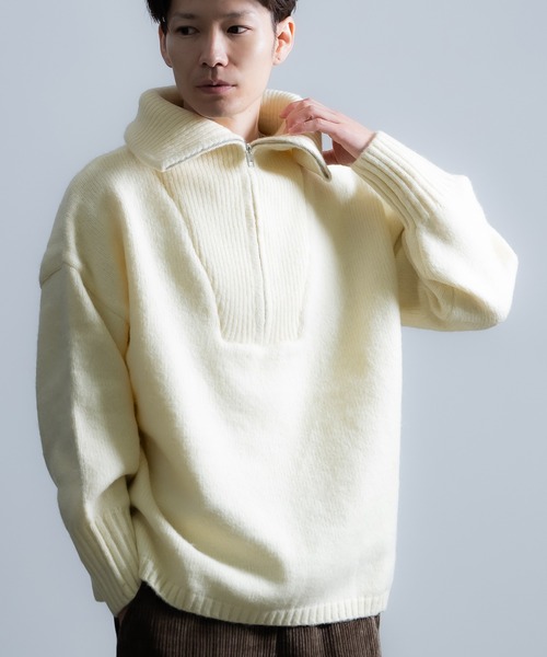 improves（インプローブス）の「モヘアタッチ ハーフジップ ニット（ニット/セーター・メンズ・ブルー/グレイッシュベージュ/ホワイト/カーキ/モカ/ブラック・LARGE/MEDIUM）」の20枚目の写真
