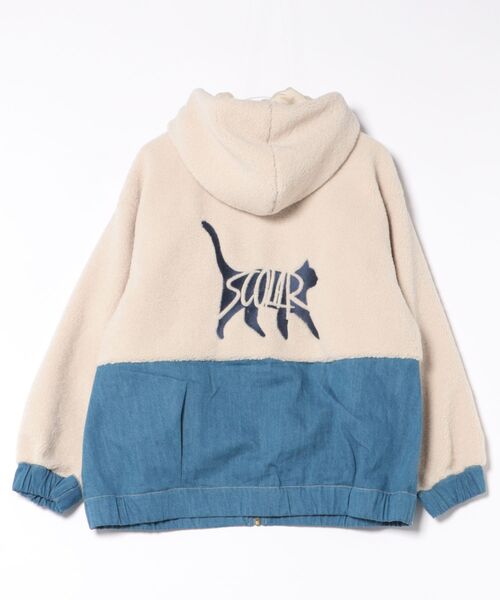 ScoLar（スカラー）の「ScoLar(スカラー) ネコ刺繍ボア×デニム異素材