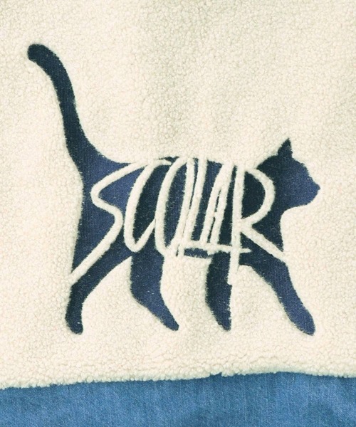 ScoLar（スカラー）の「ScoLar(スカラー) ネコ刺繍ボア×デニム異素材