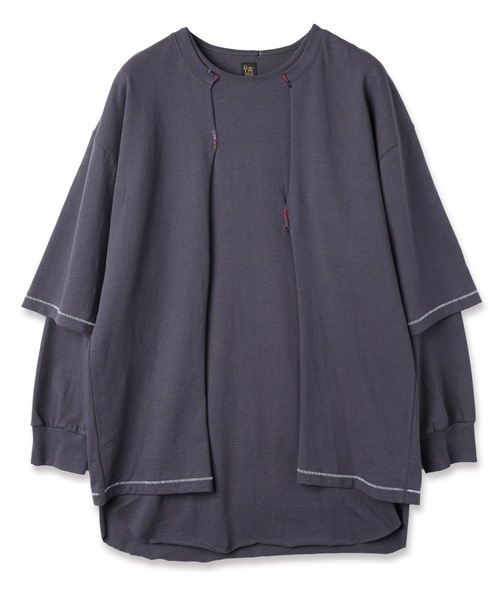 RYU（リュー）の「vintage-style open-front top（Tシャツ/カットソー・メンズ・グレイッシュベージュ/チャコール・2/4）」の22枚目の写真