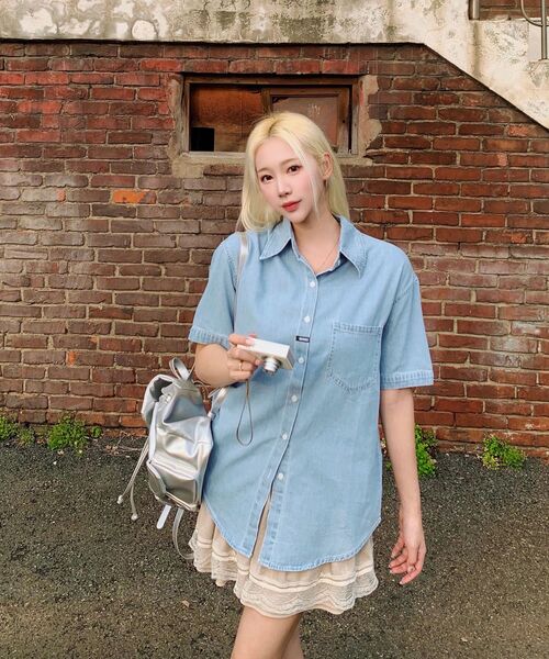 NICK&NICOLE(ニックアンドニコール)の「MINIMAL CLASSIC HALF DENIM SHIRTS_LIGHT BLUE(シャツ/ブラウス・レディース・その他・MEDIUM/LARGE)」の9枚目の写真