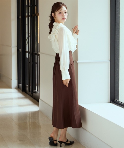 AND COUTURE（アンドクチュール）の「ボウタイフリルシアーブラウス（シャツ/ブラウス・レディース・ピンク/ブルー/アイボリー・FREE）」の8枚目の写真