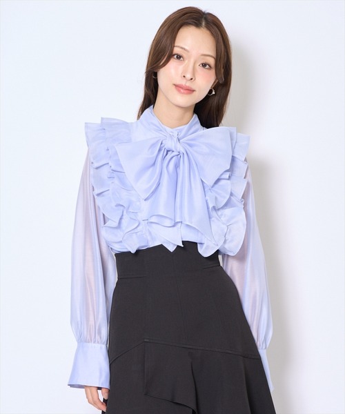 AND COUTURE（アンドクチュール）の「ボウタイフリルシアーブラウス（シャツ/ブラウス・レディース・ピンク/ブルー/アイボリー・FREE）」の11枚目の写真