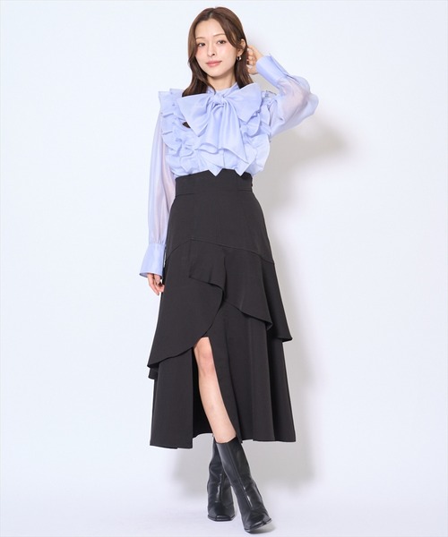 AND COUTURE（アンドクチュール）の「ボウタイフリルシアーブラウス（シャツ/ブラウス・レディース・ピンク/ブルー/アイボリー・FREE）」の14枚目の写真