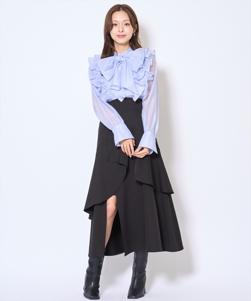 AND COUTURE（アンドクチュール）の「ボウタイフリルシアーブラウス（シャツ/ブラウス・レディース・ピンク/ブルー/アイボリー・FREE）」の15枚目の写真