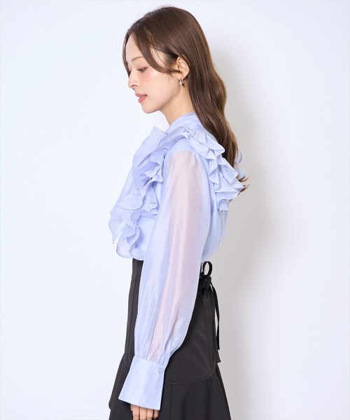 AND COUTURE（アンドクチュール）の「ボウタイフリルシアーブラウス（シャツ/ブラウス・レディース・ピンク/ブルー/アイボリー・FREE）」の18枚目の写真
