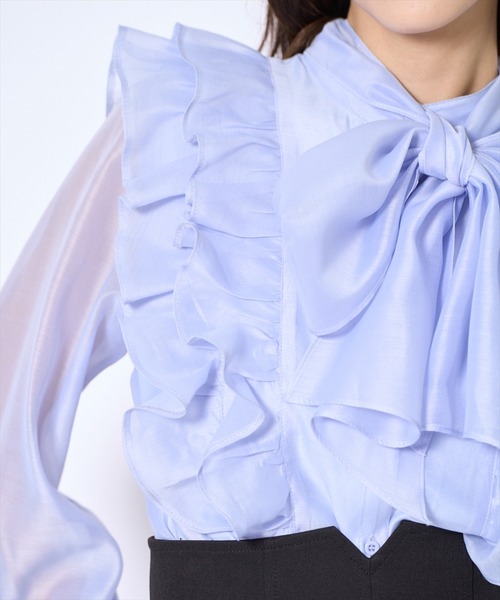 AND COUTURE（アンドクチュール）の「ボウタイフリルシアーブラウス（シャツ/ブラウス・レディース・ピンク/ブルー/アイボリー・FREE）」の22枚目の写真