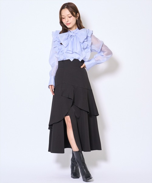 AND COUTURE（アンドクチュール）の「ボウタイフリルシアーブラウス（シャツ/ブラウス・レディース・ピンク/ブルー/アイボリー・FREE）」の16枚目の写真