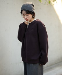 key neck layered logo sweat pullover /キーネックレイヤードロゴスウェットプルオーバー