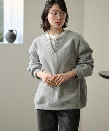 key neck layered logo sweat pullover /キーネックレイヤードロゴスウェットプルオーバー