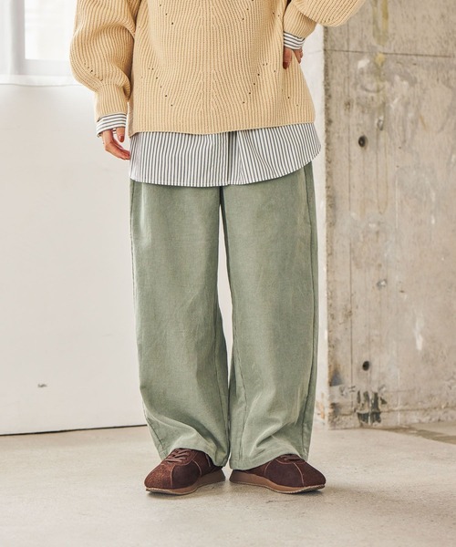 studio CLIP（スタディオクリップ）の「細コールルーズストレートパンツ[プチ・プラスサイズあり]（その他パンツ・レディース・カーキ/アイボリー/スモーク/キャメル・LARGE/MEDIUM/PF/ﾌﾘｰ(L)）」の2枚目の写真