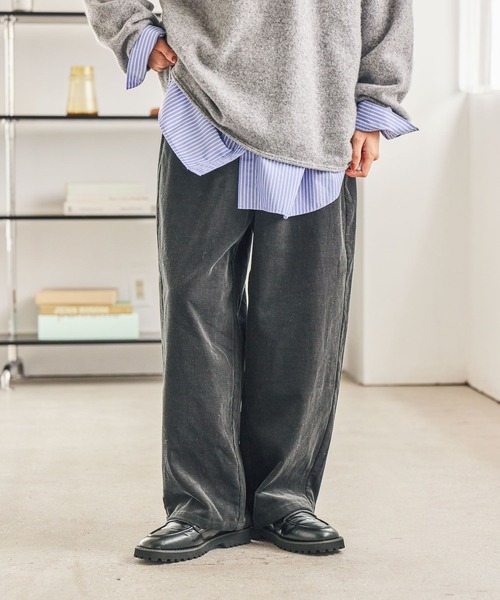 studio CLIP（スタディオクリップ）の「細コールルーズストレートパンツ[プチ・プラスサイズあり]（その他パンツ・レディース・カーキ/アイボリー/スモーク/キャメル・LARGE/MEDIUM/PF/ﾌﾘｰ(L)）」の4枚目の写真