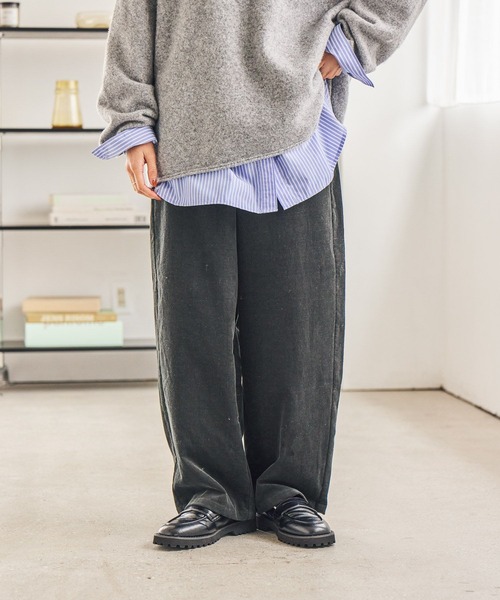 セール】細コールルーズストレートパンツ[プチ・プラスサイズあり