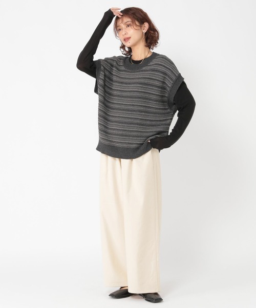 studio CLIP（スタディオクリップ）の「細コールルーズストレートパンツ[プチ・プラスサイズあり]（その他パンツ・レディース・カーキ/アイボリー/スモーク/キャメル・LARGE/MEDIUM/PF/ﾌﾘｰ(L)）」の21枚目の写真