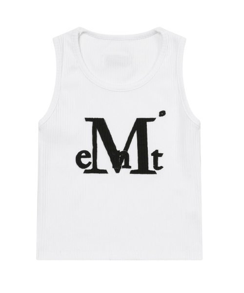 MUCENT(ムセント)の「ワディアプリケロゴスリーブレスナシ(2カラー)(Tシャツ/カットソー・レディース・ホワイト/ブラック・FREE)」の6枚目の写真