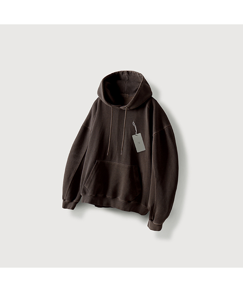 ピグメントヘビースウェットフードパーカー_Brown