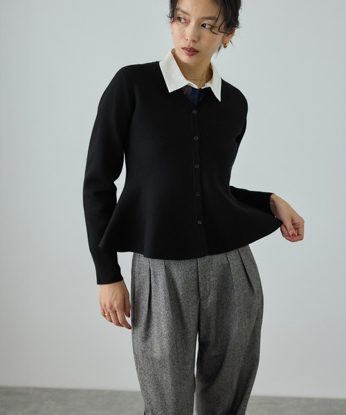 セール】ウール混ニットペプラムカーディガン/イージーケア