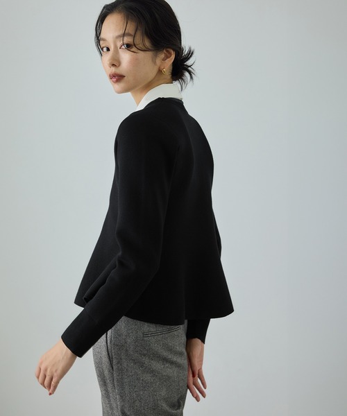 ROPE'（ロペ）の「ウール混ニットペプラムカーディガン/イージーケア・セットアップ対応（ニット/セーター・レディース・ブラウン/ブラック・FREE）」の6枚目の写真