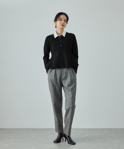 ROPE'（ロペ）の「ウール混ニットペプラムカーディガン/イージーケア・セットアップ対応（ニット/セーター・レディース・ブラウン/ブラック・FREE）」の7枚目の写真