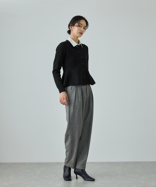 ROPE'（ロペ）の「ウール混ニットペプラムカーディガン/イージーケア・セットアップ対応（ニット/セーター・レディース・ブラウン/ブラック・FREE）」の8枚目の写真