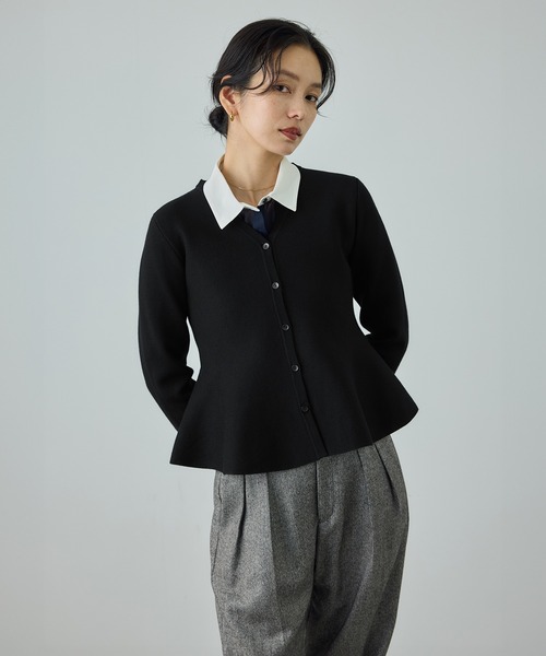 ROPE'（ロペ）の「ウール混ニットペプラムカーディガン/イージーケア・セットアップ対応（ニット/セーター・レディース・ブラウン/ブラック・FREE）」の13枚目の写真