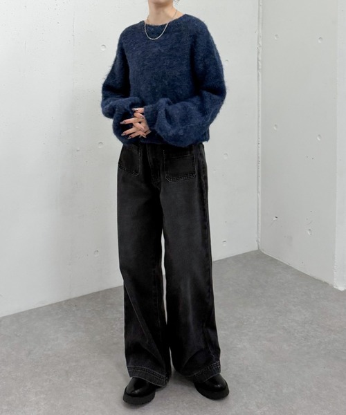 archives（アルシーヴ）の「バックリボンブラッシュニットプルオーバー（ニット/セーター・レディース・ネイビー/グレー/アイボリー/ブラウン・MEDIUM）」の10枚目の写真